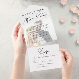 Invitation Tout En Un Réception photo de mariage pour toujours heureux