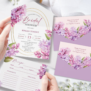 Invitation Tout En Un Recette florale pour une baby shower lilas 