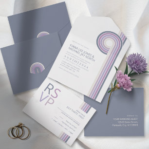 Invitation Tout En Un Refined Lines Geometric Wedding Violet ID983