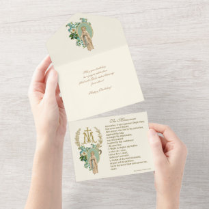 Invitation Tout En Un Religieuse Vierge Marie Lourdes Anniversaire