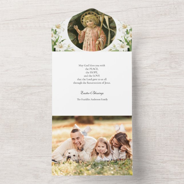 Invitation Tout En Un Religieux Pâques Photo Lys blancs Prière (À l'intérieur)