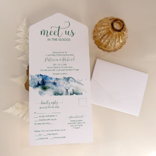 Invitation Tout En Un Rencontrez-Nous Dans Les Bois Forêt Mariage Extéri