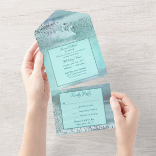 Invitation Tout En Un Renouvellement de Voeux de Mariage Cygnes à l'état