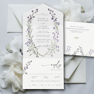 Invitation Tout En Un Repas de Lavande Rustique RSVP Mariage romantique