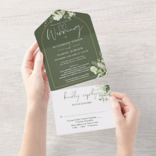 Invitation Tout En Un Réponse de mariage aux détails de l'arche dorée fl