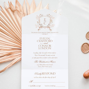 Invitation Tout En Un Réponse minimale Florale Crête automnale Fleurs Ma