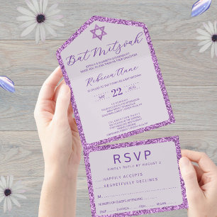 Invitation Tout En Un Réponse pour la Bar Mitzvah élégante et classique 