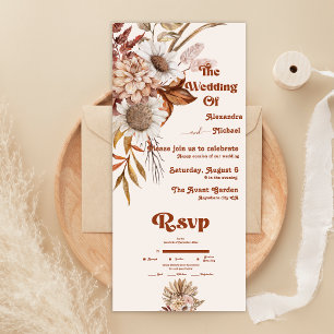 Invitation Tout En Un Retro Boho Terracotta Burnt Orange Mariage