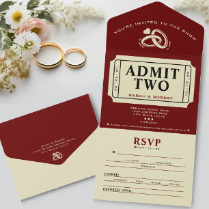 Invitation Tout En Un Retro Cinema Theater Admettez Deux Mariages de bil