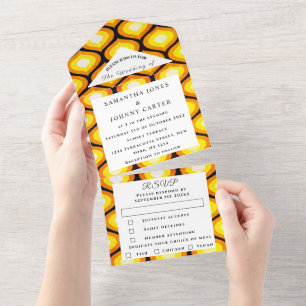 Invitation Tout En Un Retro Vintage années 1960 années 1970 Colorful Mot