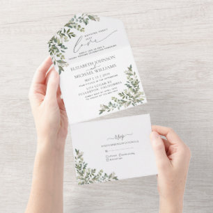 Invitation Tout En Un Rien de fantaisie Juste aimer Eucalyptus Mariage D