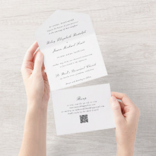 Invitation Tout En Un Riley Noir et Blanc Mariage élégant