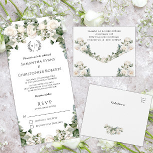 Invitation Tout En Un Rose Garden Romance Floral Mariage