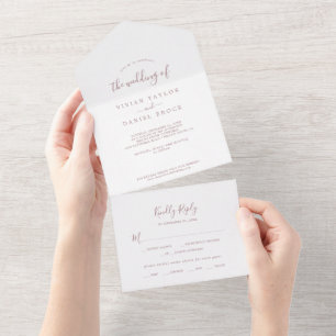 Invitation Tout En Un Rose minimaliste Mariage d'or tout en un