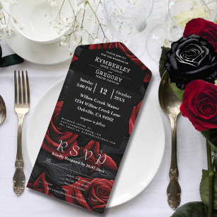 Invitation Tout En Un Rose rouge et noir foncé Moody