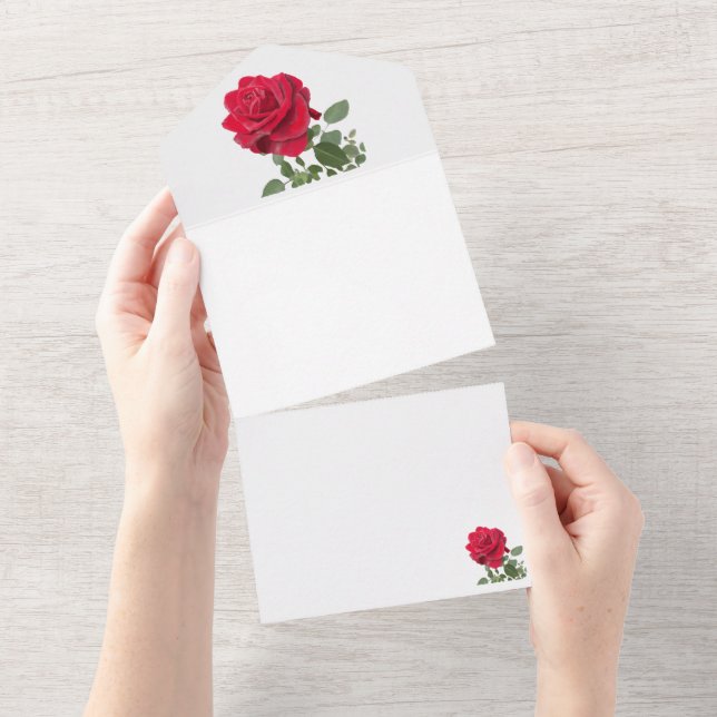 Invitation Tout En Un Rose rouge - peinte à la main (Déchirure)