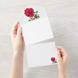 Invitation Tout En Un Rose rouge - peinte à la main