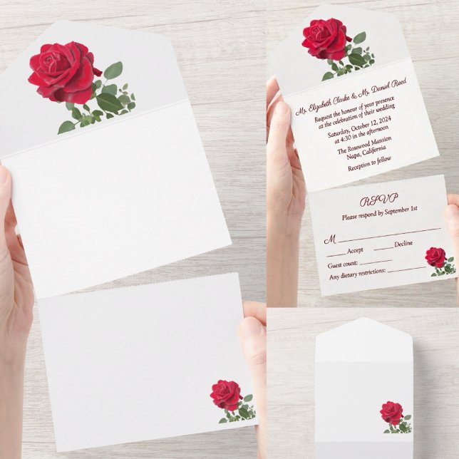 Invitation Tout En Un Rose rouge - peinte à la main (Créateur téléchargé)