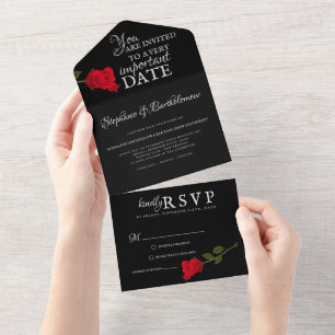 Invitation Tout En Un Rose sanglante élégant gothique noir