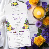 Roses jaunes | Violets Boho Floral Mariage