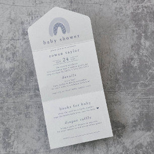 Invitation Tout En Un ROWAN Boy Boho Rainbow Diaper Baby shower de caraf