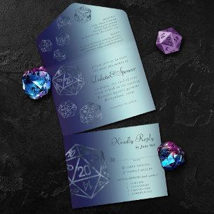 Invitation Tout En Un RPG Luxe   Marine Imaginaire Tabletop Gamer Dice E
