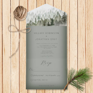 Invitation Tout En Un Russe Mountain Mist Forest Green No Dinner