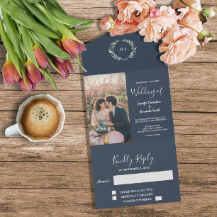 Invitation Tout En Un Russe photo aquarelle feuille Mariage