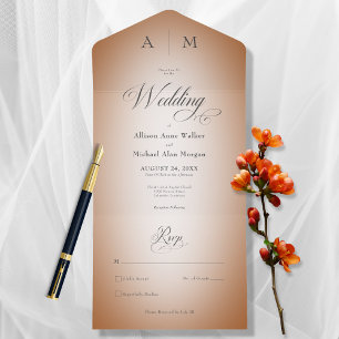 Invitation Tout En Un Rust Orange Minimal & Blur Blanc Moderne Sans Dîne