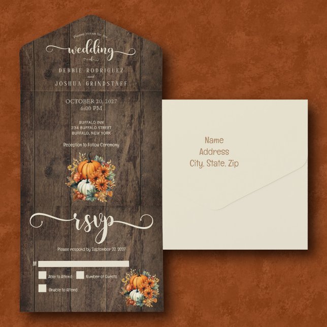 Invitation Tout En Un Rustic Automne Citrouille Mariage (Créateur téléchargé)