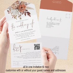 Invitation Tout En Un Rustic Automne Florals QR Code Script Mariage