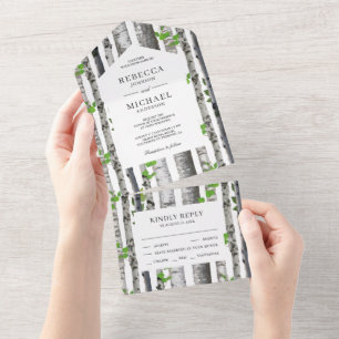 Invitation Tout En Un Rustic Country Birch Trees Mariage