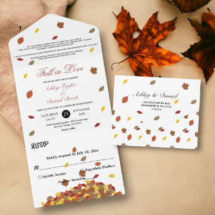 Invitation Tout En Un Rustic Fall quitte Boho Automne Floral Mariage