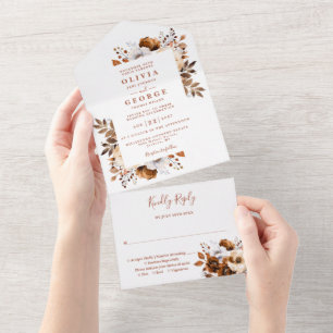 Invitation Tout En Un Rustic Fall Terracotta Moderne Floral Mariage