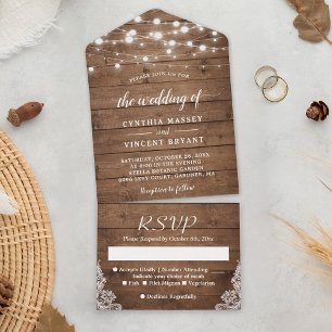 Invitation Tout En Un Rustic Grange Wood Twinkle Mariage