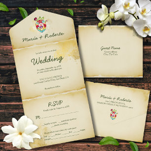 Invitation Tout En Un Rustic Heart All in One Mariage Mexicain Inviter
