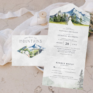 Invitation Tout En Un Rustic Mountain Mariage tout en un mariage Inviter
