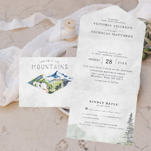 Invitation Tout En Un Rustic Mountain Mariage tout en un mariage Inviter