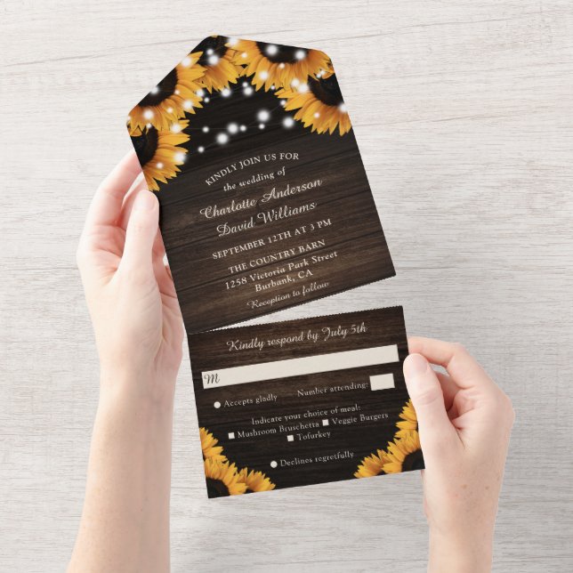 Invitation Tout En Un Rustic Wood Lace String (Déchirure)