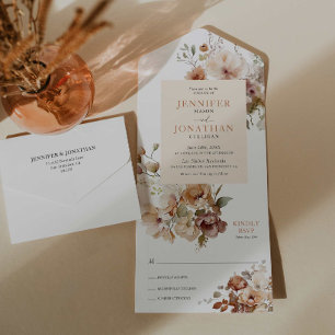 Invitation Tout En Un Rustique automne floral tout en un mariage Inviter