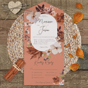 Invitation Tout En Un Rustique Automne Neutre Wreath Rust Diner