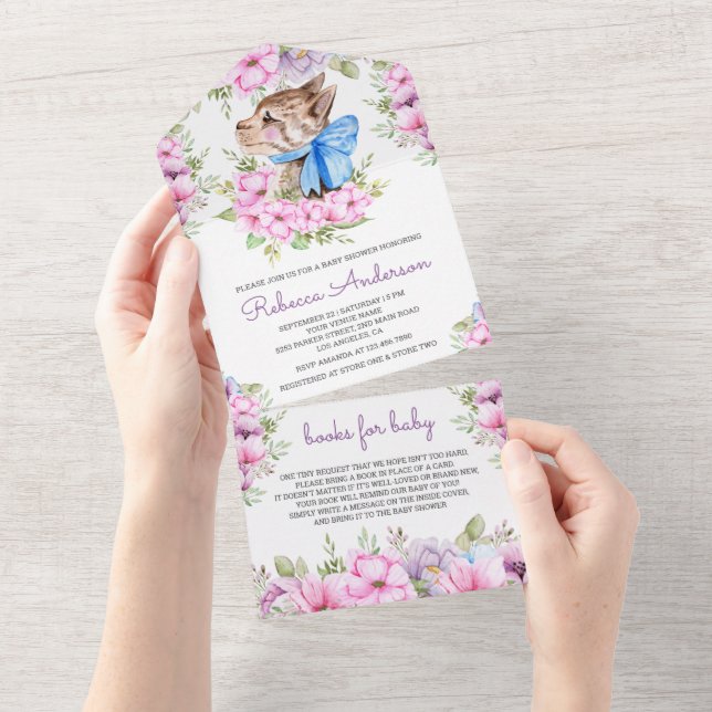 Invitation Tout En Un Rustique Cute Sweet Little Kitten Baby shower (Déchirure)