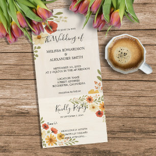 Invitation Tout En Un Rustique élégant boho aquarelle mariage