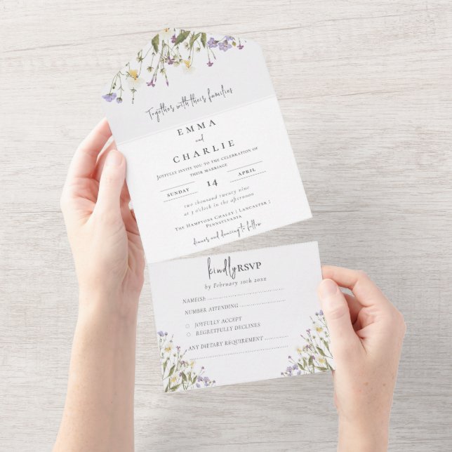 Invitation Tout En Un Rustique Elegant Whimsical Boho Mariage RSVP (Déchirure)