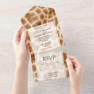 Invitation Tout En Un Safari Brown Cream Giraffe