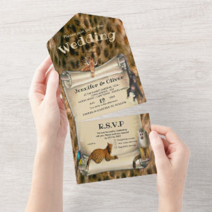 Invitation Tout En Un Safari Wildlife All in One Wedding Inviter