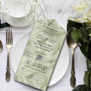 Invitation Tout En Un Sage Abstrait Brush Motif E-mail QR Code Site Web