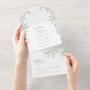 Invitation Tout En Un Sage Green Simple Botanique