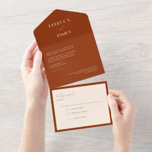 Invitation Tout En Un Sceau Boho Terracotta moderne Envoyer Mariage