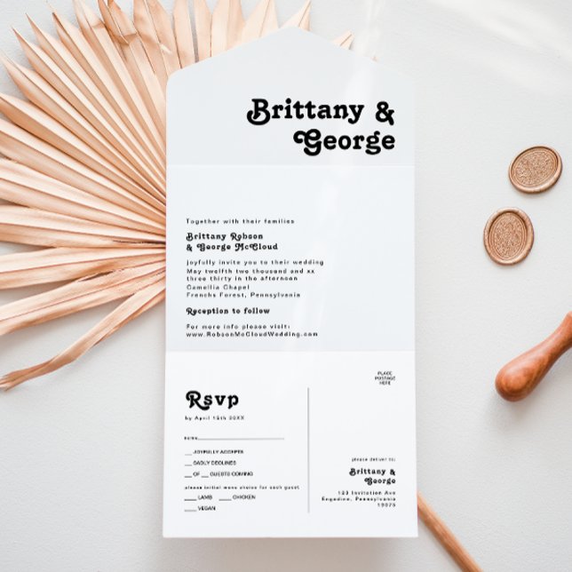 Invitation Tout En Un Sceau et envoi rétro moderne (Créateur téléchargé)